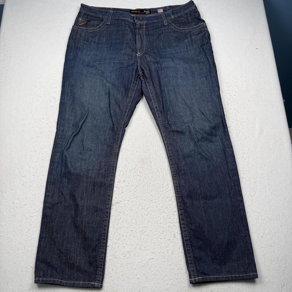 Ariat M4 Relaxed Boot Jeans Mens 42x34 Blue Dark Wash Denim Western Cowboy